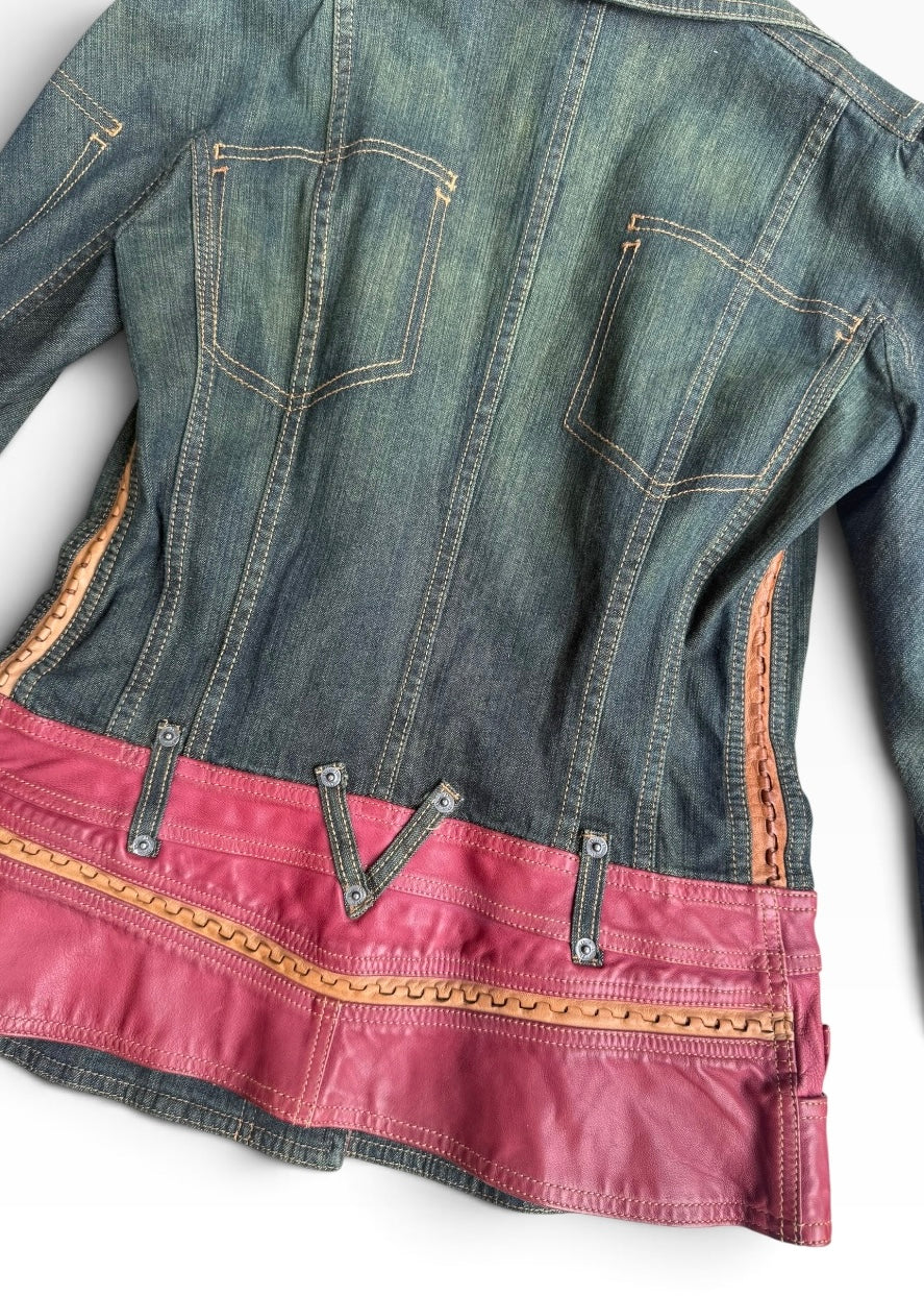 Christian Dior By John Galliano Denim & Leather Jacket 2003