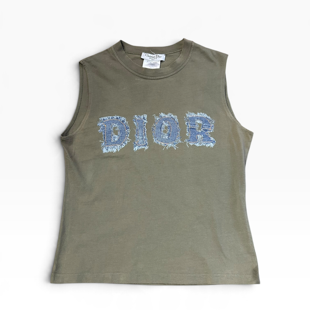 Vintage Christian Dior Denim Logo Sleeveless T-Shirt