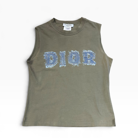 Vintage Christian Dior Denim Logo Sleeveless T-Shirt