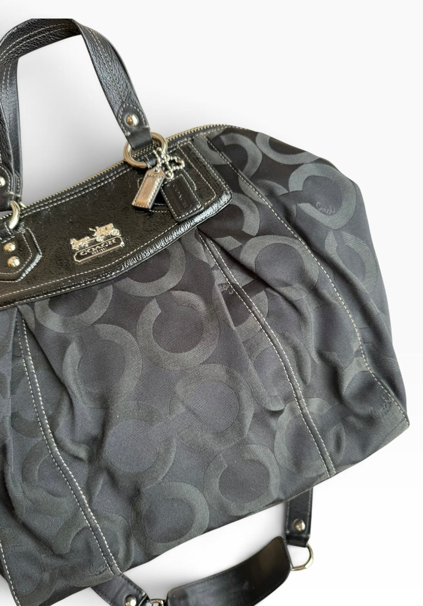 Coach Madison Op Art Claire Bag Black Signature Sateen 14335