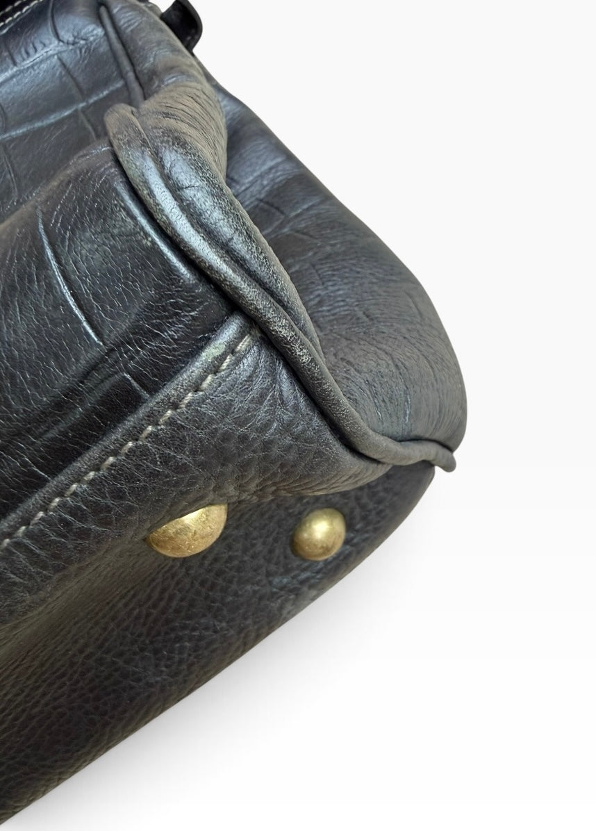 Mulberry Bayswater Black Croc-Embossed Leather Handbag