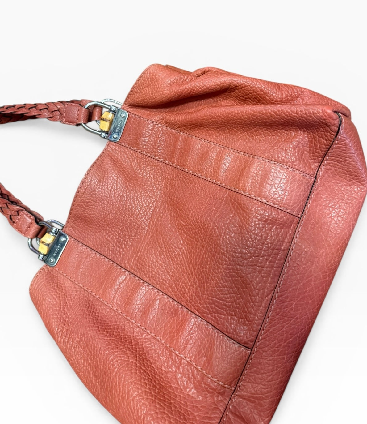 Gucci Leather Orange Bamboo Shoulder Bag