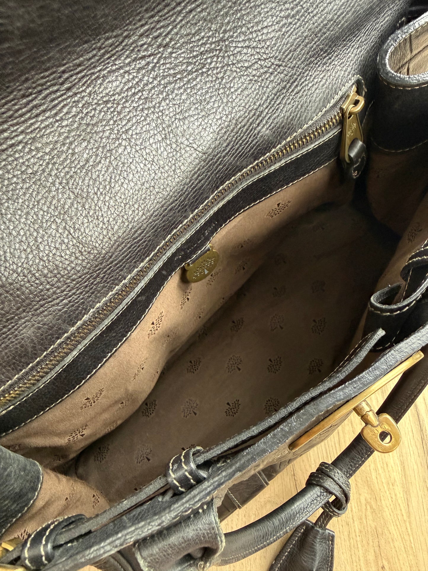 Mulberry Bayswater Black Croc-Embossed Leather Handbag
