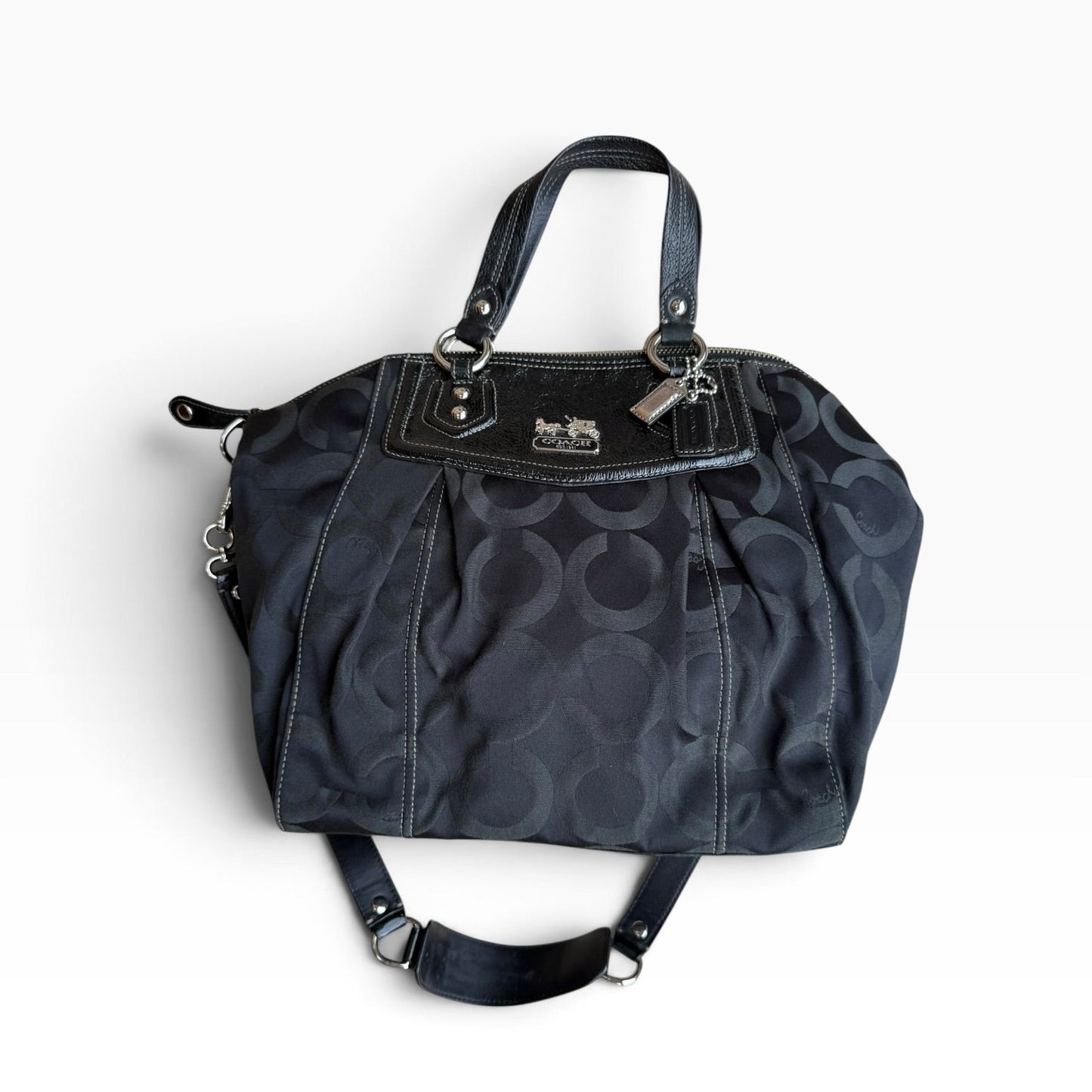 Coach Madison Op Art Claire Bag Black Signature Sateen 14335