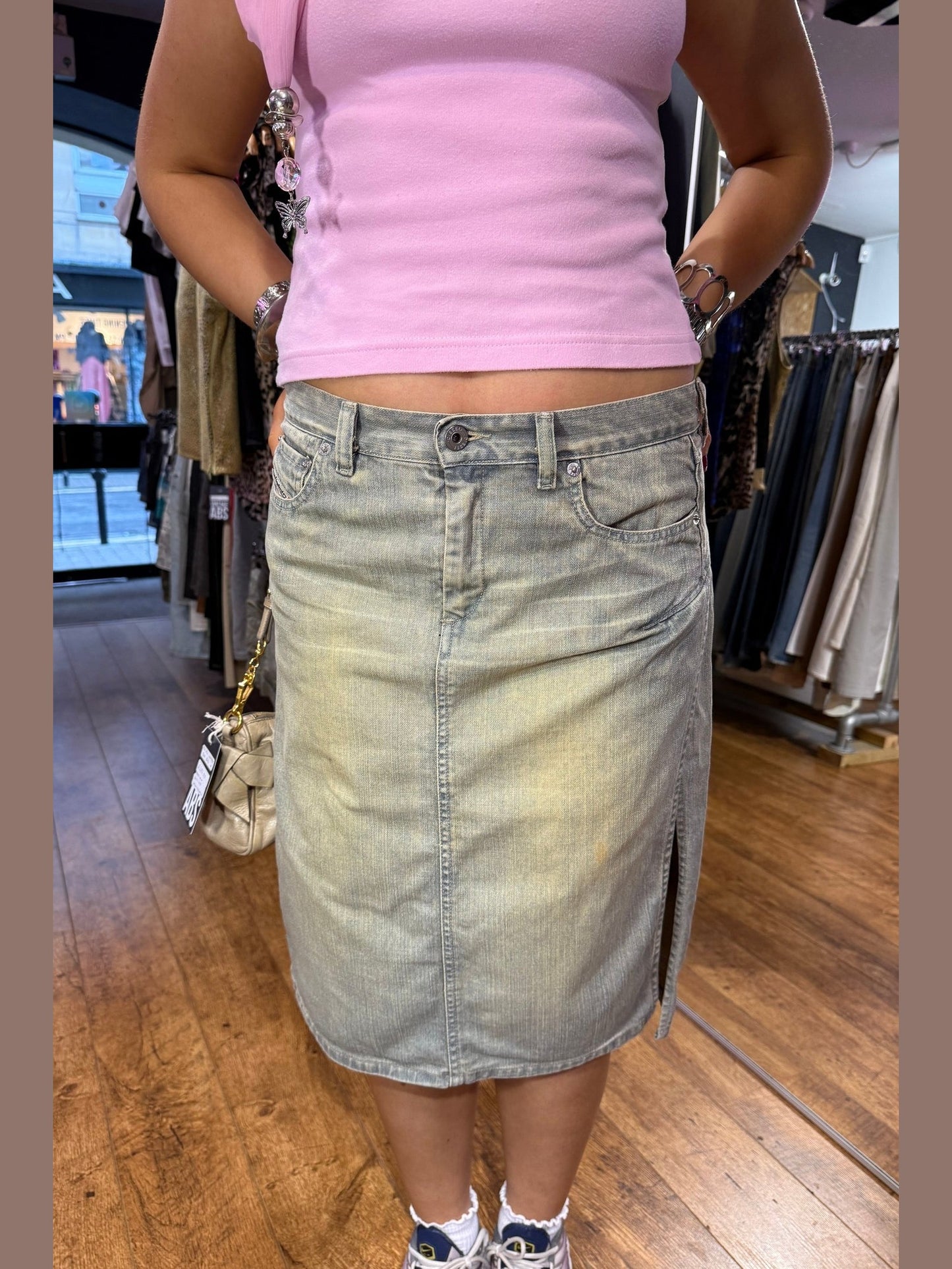 Diesel Y2K Green Wash Denim Skirt