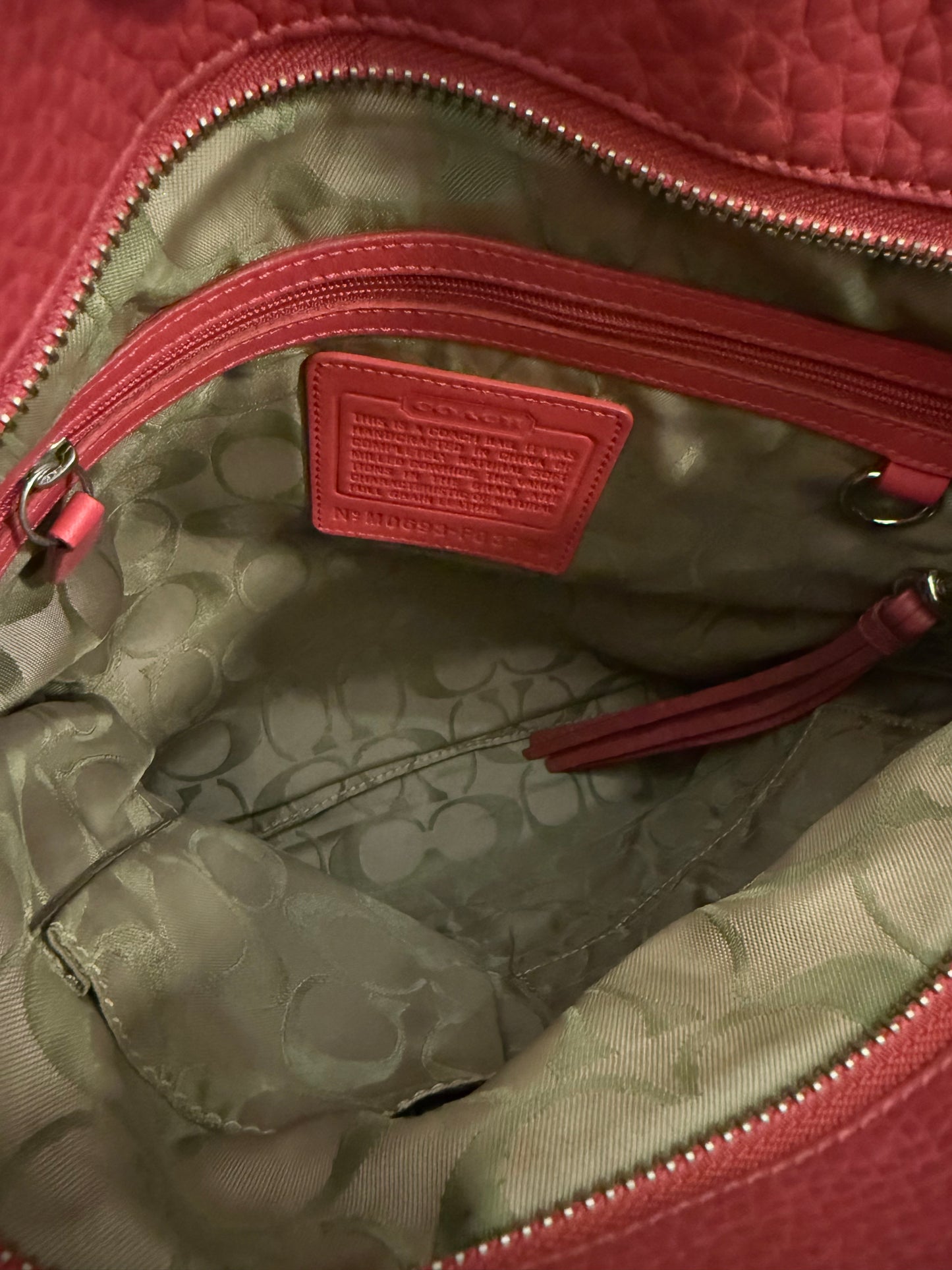 Coach Red Leather Hobo Shoulder Bag