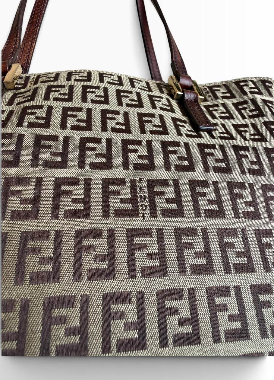 Vintage Fendi Zucchino FF Monogram Small Tote Bag