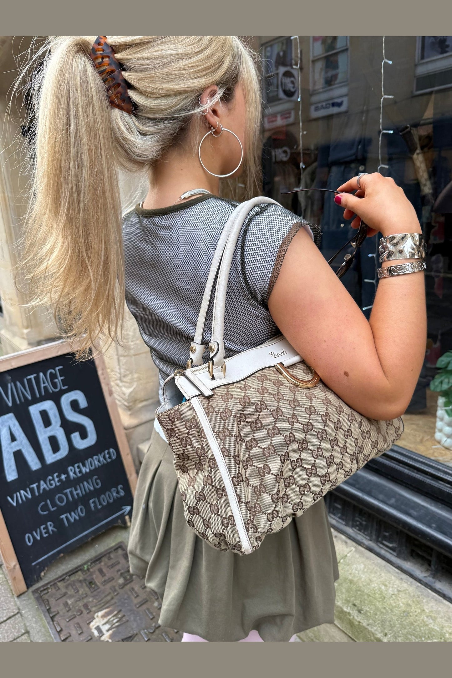 Gucci Leather & Canvas Abbey Shoulder Bag