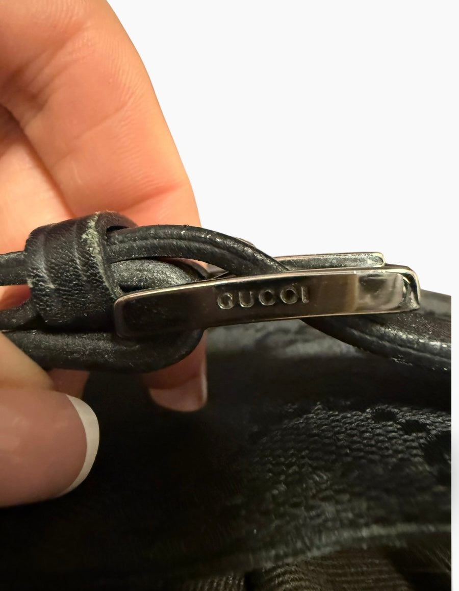Gucci Monogram Black Bucket Hand Bag