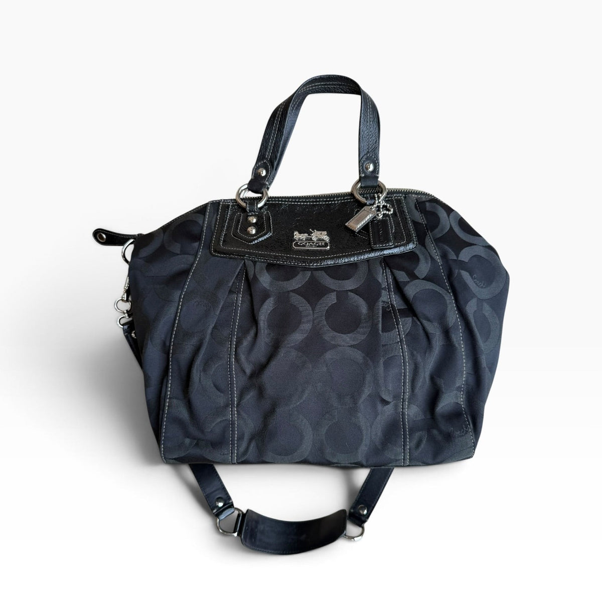 Coach Madison Op Art Claire Bag Black Signature Sateen 14335