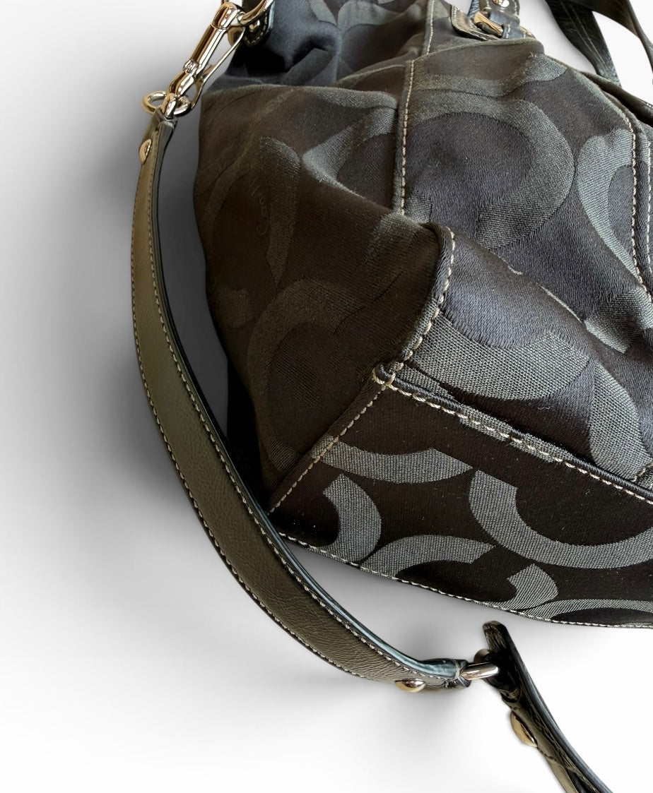 Coach Madison Op Art Claire Bag Black Signature Sateen 14335