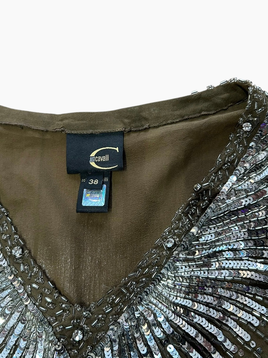 Roberto Cavalli Silk Blouson Top