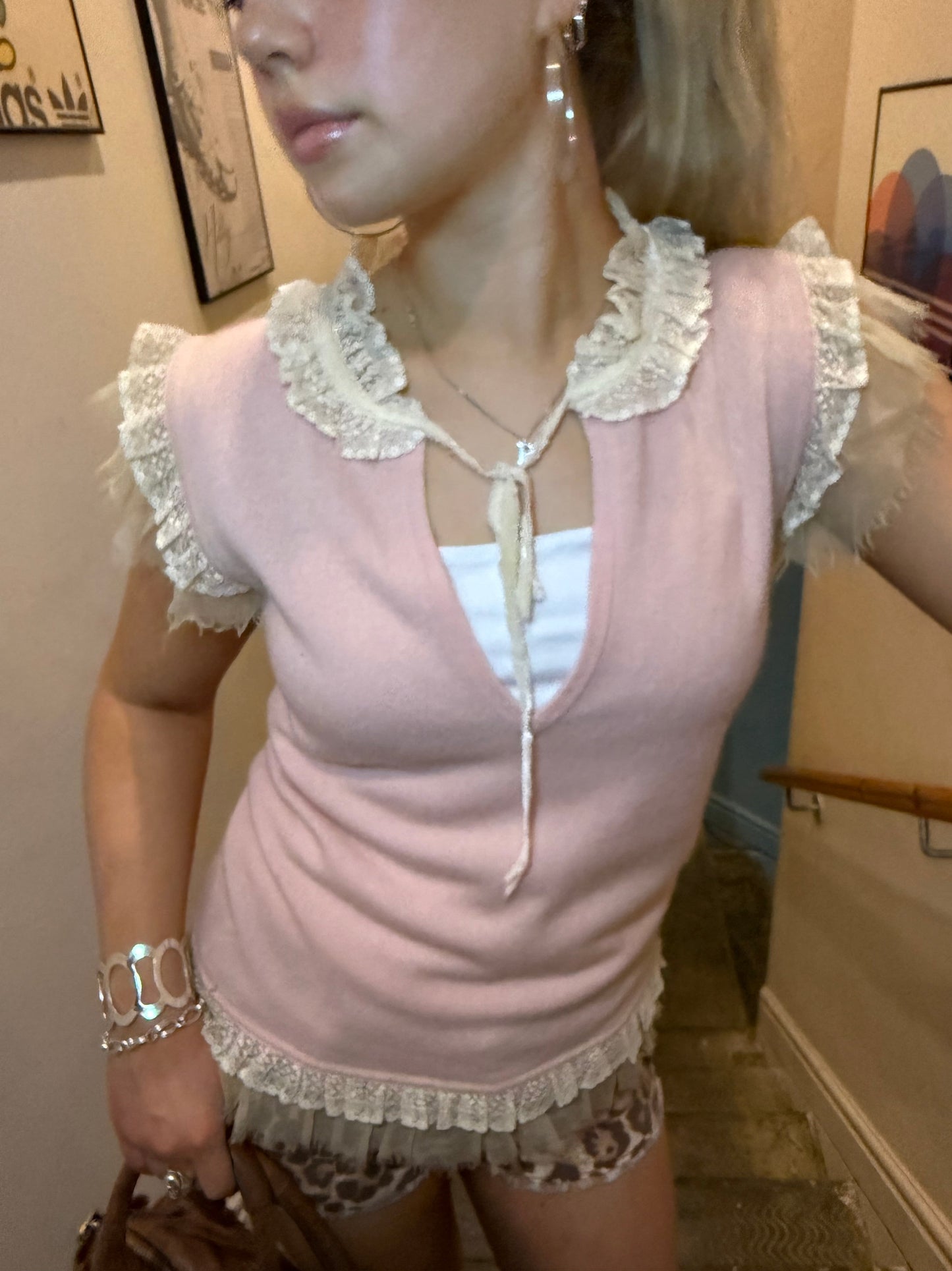 Juicy Couture Cashmere Lace Trim Knit