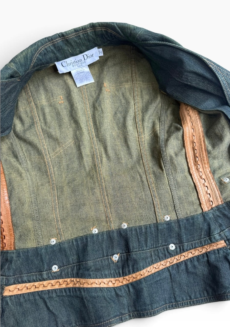 Christian Dior By John Galliano Denim & Leather Jacket 2003