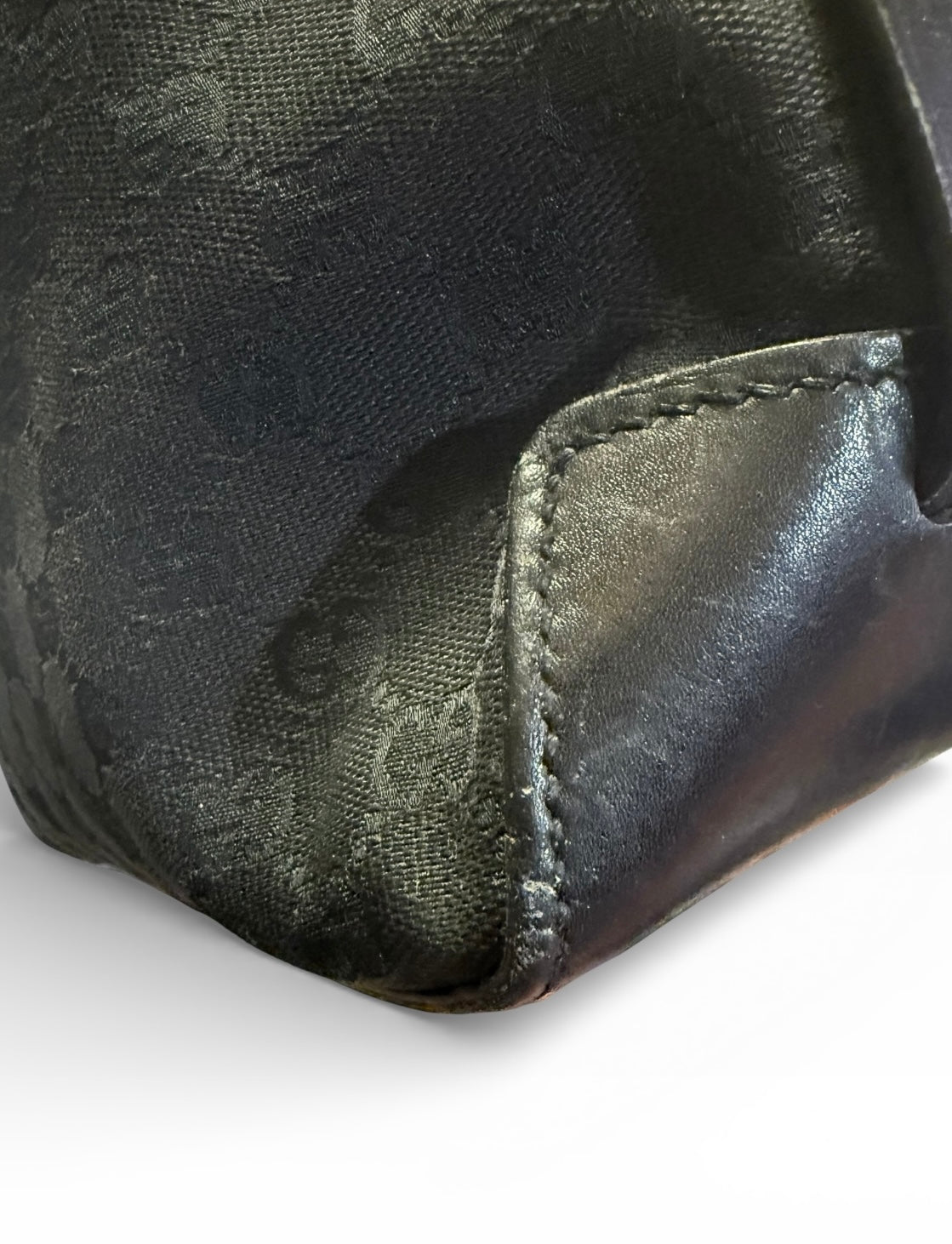 Gucci Monogram Black Bucket Hand Bag