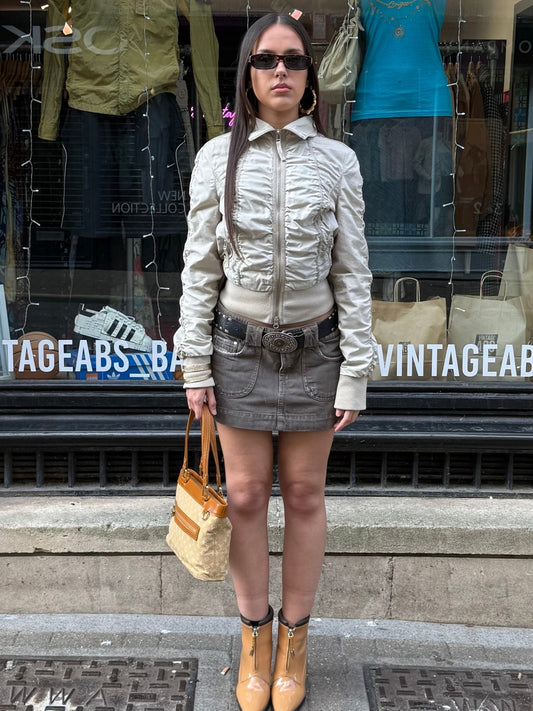 Diesel Y2K Khaki Wash Denim Low Waisted Mini Skirt
