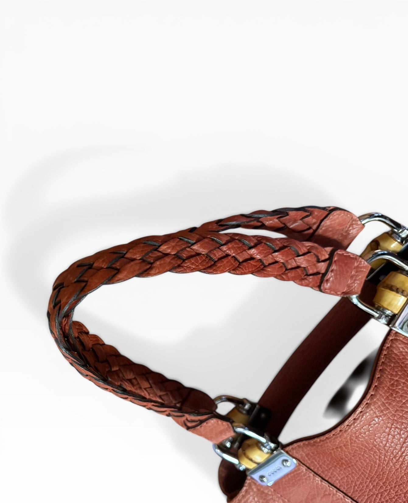 Gucci Leather Orange Bamboo Shoulder Bag