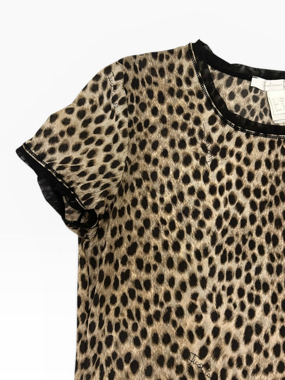 Roberto Cavalli Leopard Print Mesh Top