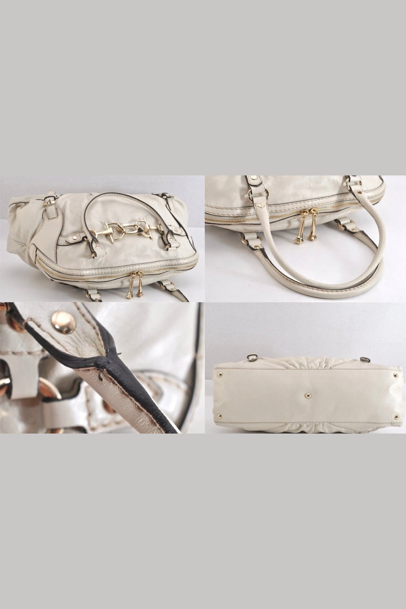 Gucci Horsebit Leather White Shoulder Bag