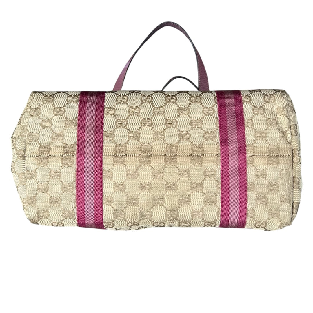 Gucci Canvas Sherry Line Pink Tote Bag