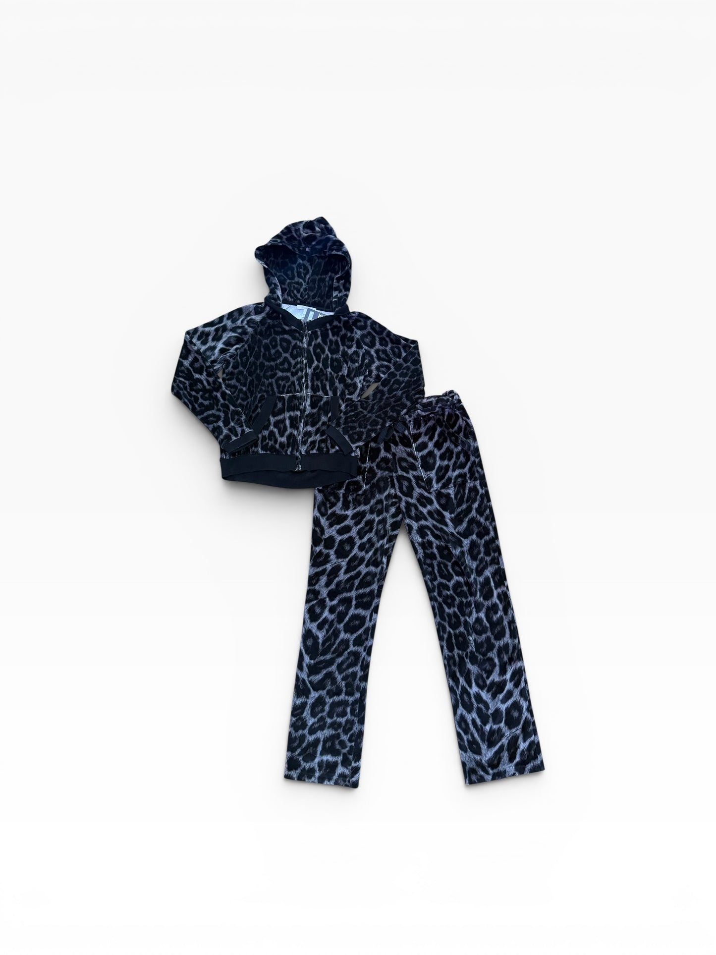 Cavalli Leopard Print Grey Velvet Tracksuit