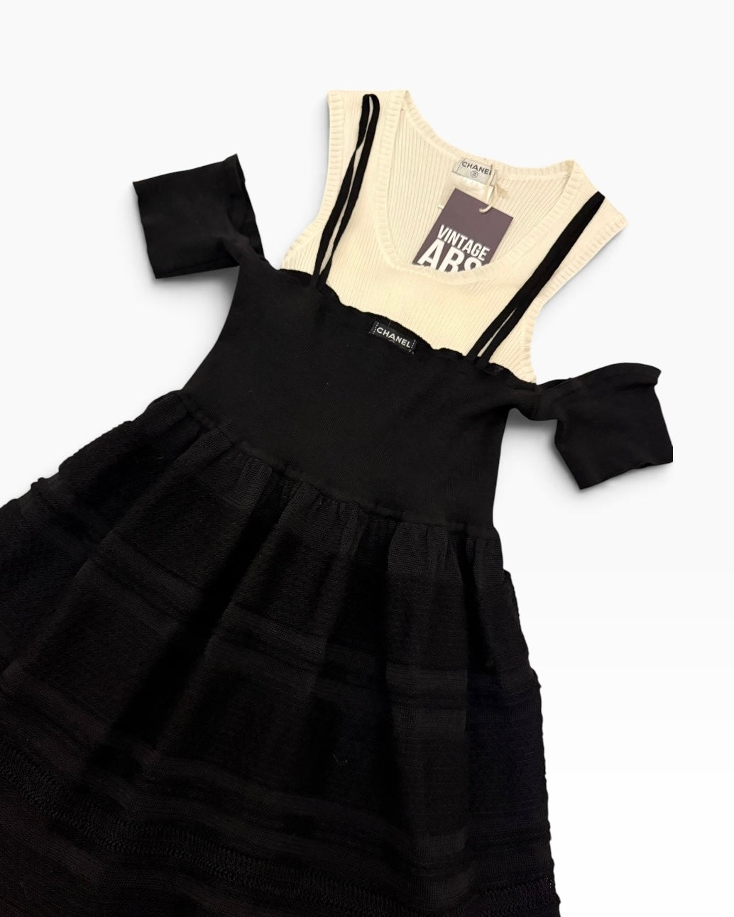 Chanel Spring 2008 Black & Ivory Layered Knit Dress