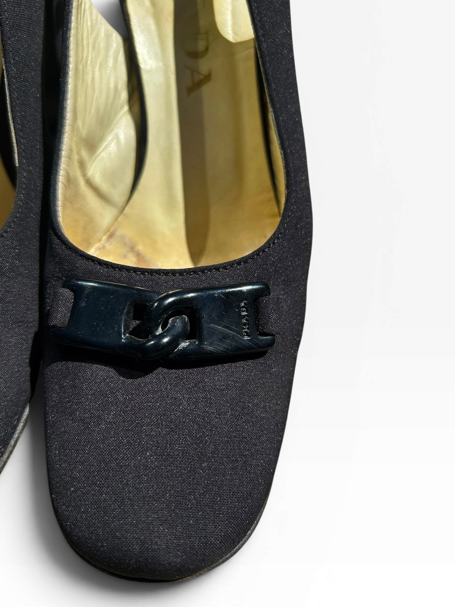 Prada Horsebit Slingback Heels