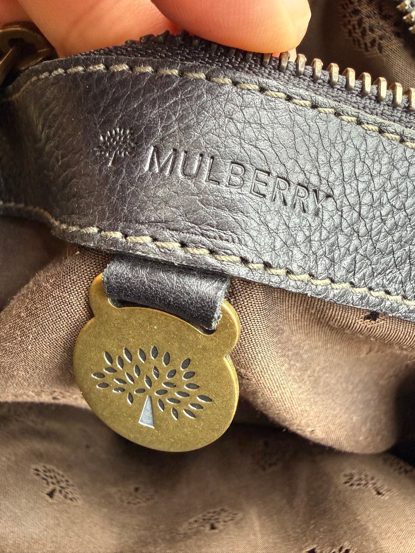 Mulberry Bayswater Black Croc-Embossed Leather Handbag