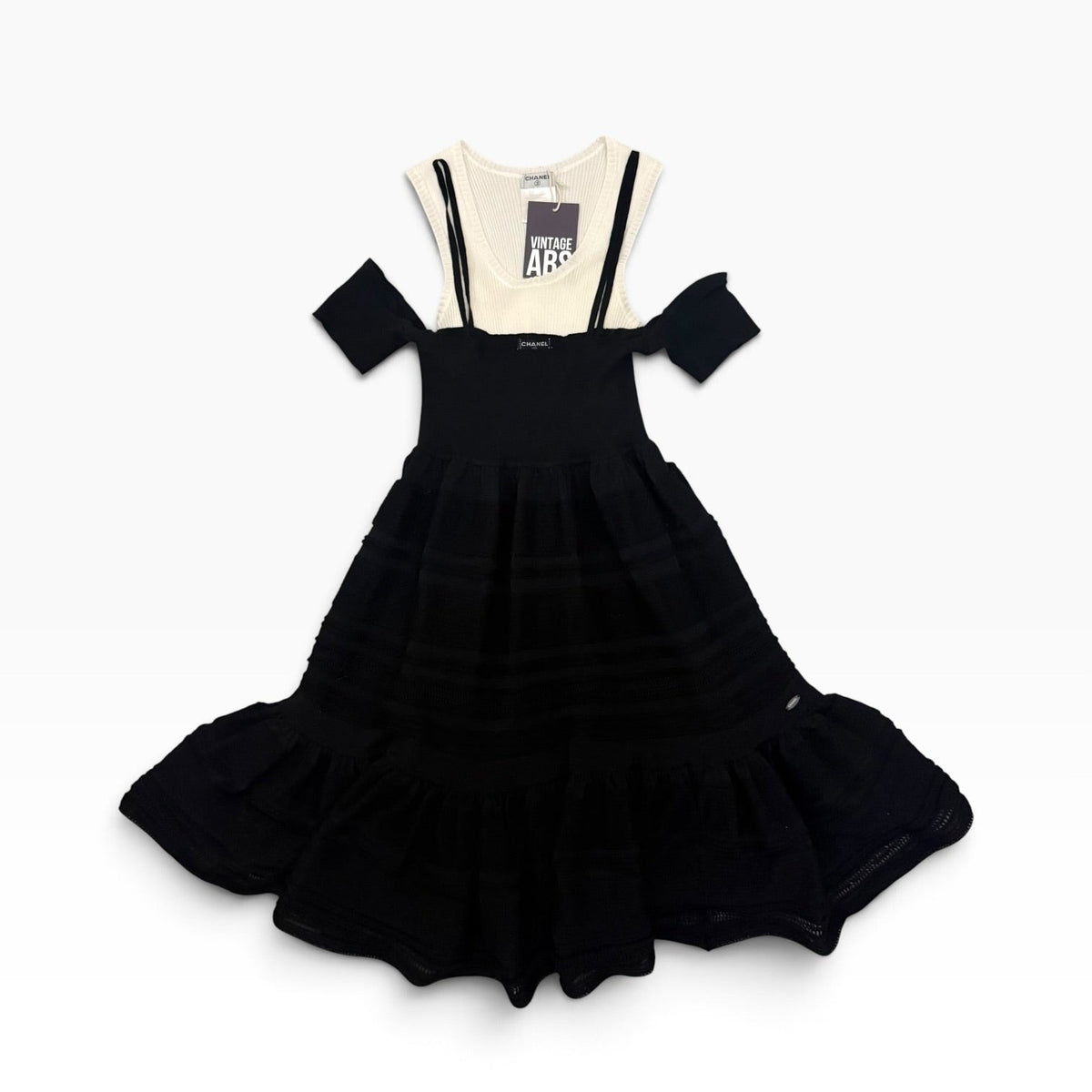 Chanel Spring 2008 Black & Ivory Layered Knit Dress