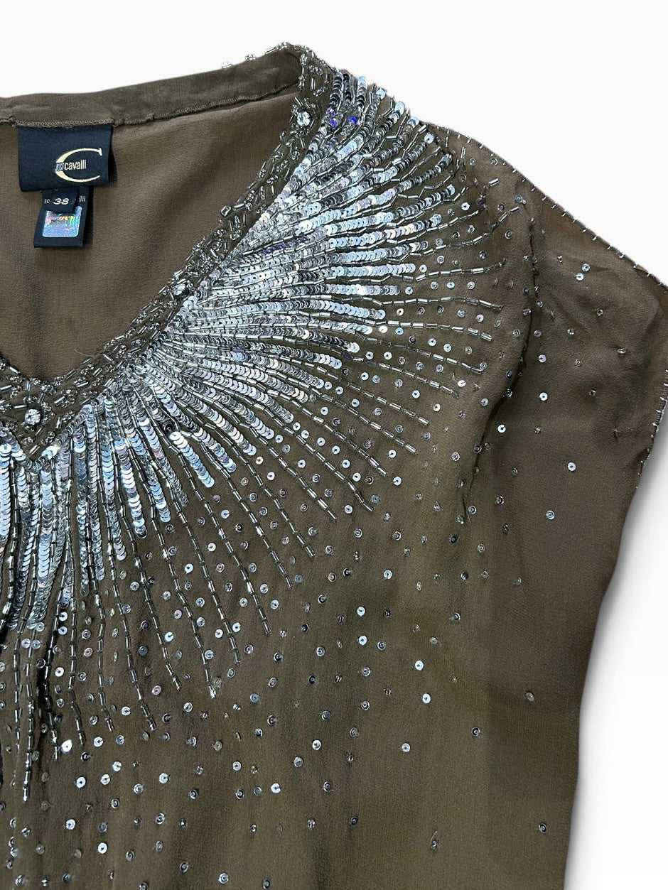 Roberto Cavalli Silk Blouson Top