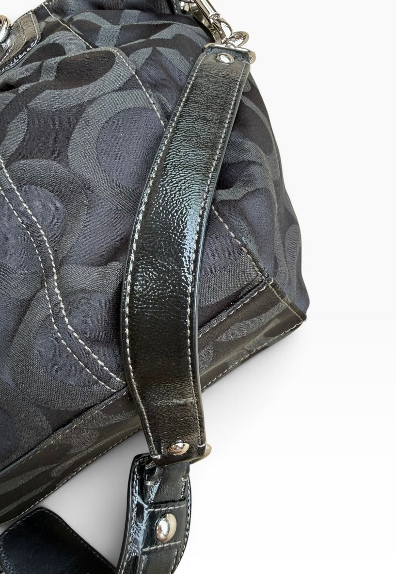 Coach Madison Op Art Claire Bag Black Signature Sateen 14335