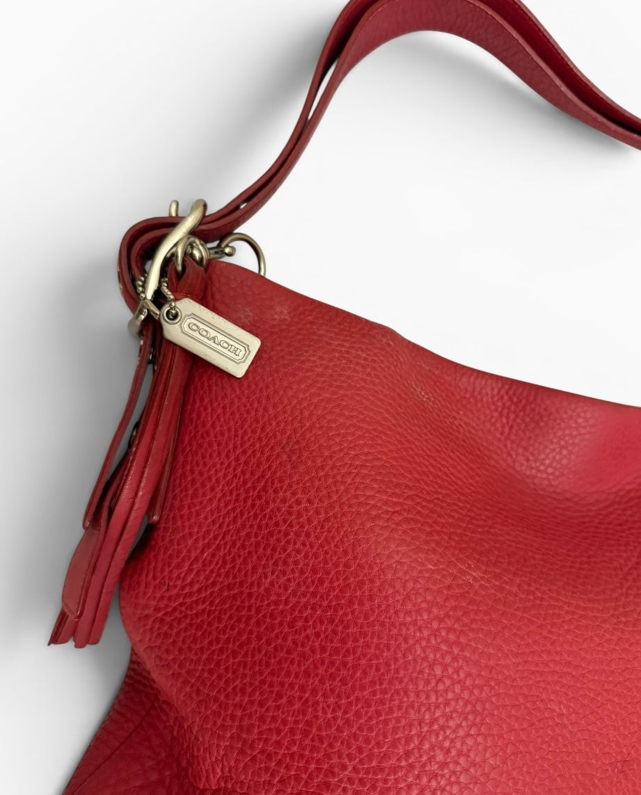 Coach Red Leather Hobo Shoulder Bag