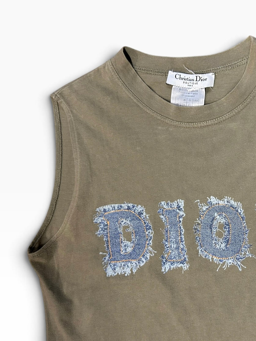 Vintage Christian Dior Denim Logo Sleeveless T-Shirt