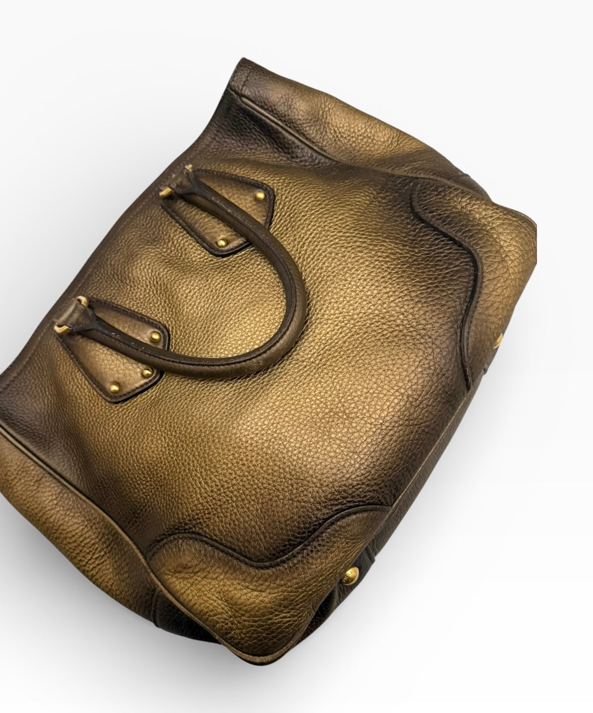 Prada Vitelli Daino Bronze Leather Shoulder Bag