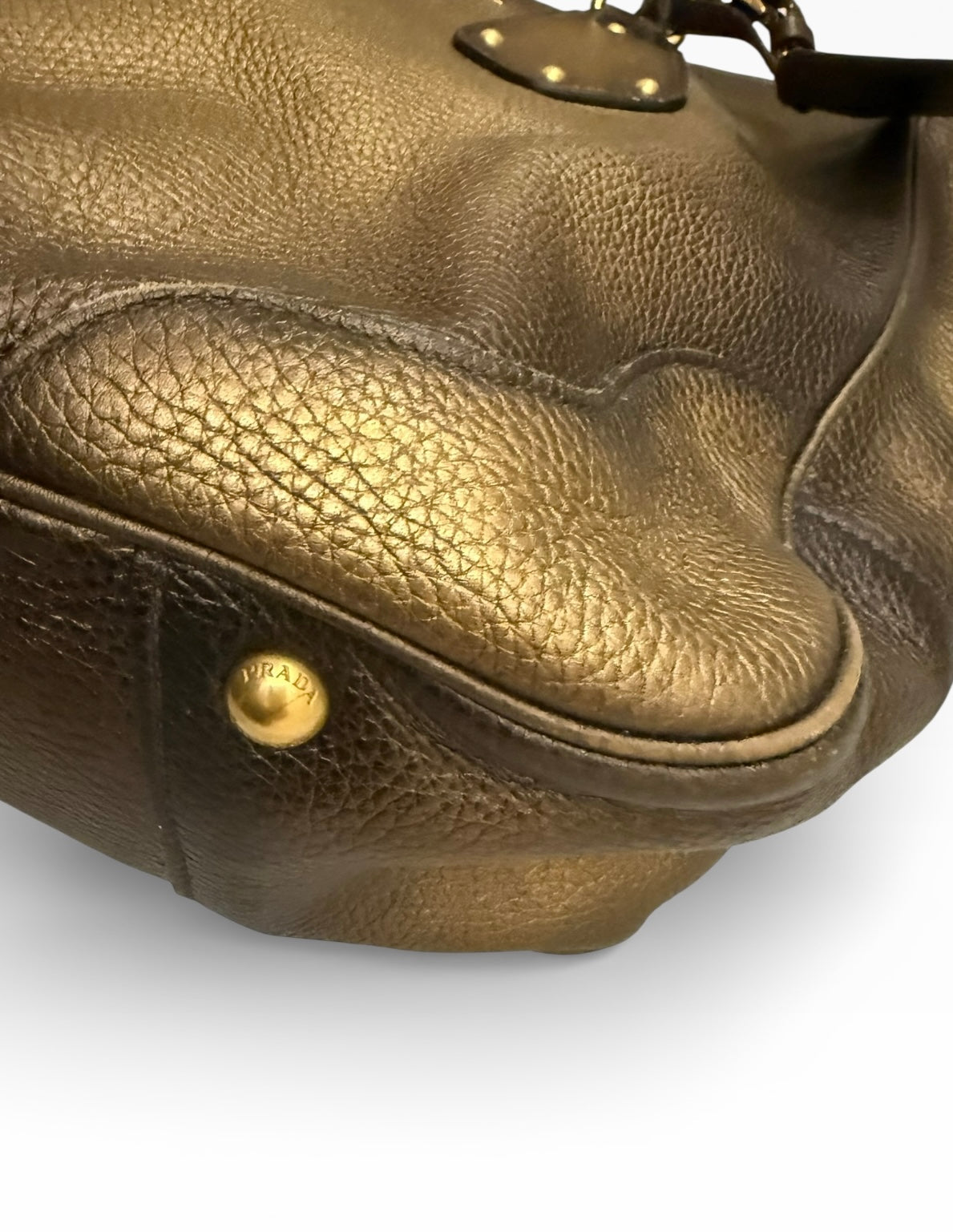 Prada Vitelli Daino Bronze Leather Shoulder Bag