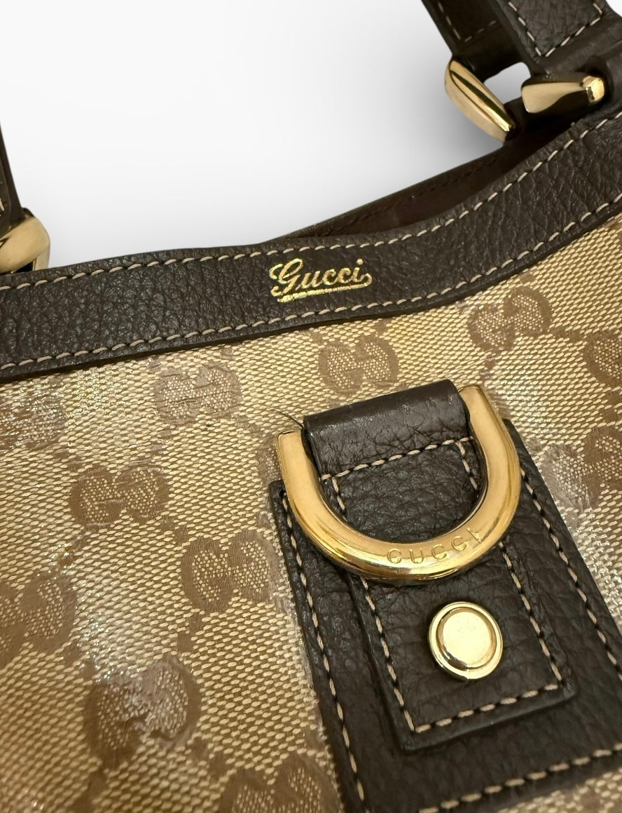 Gucci Monogram Crystal Abbey D Ring Hand Bag