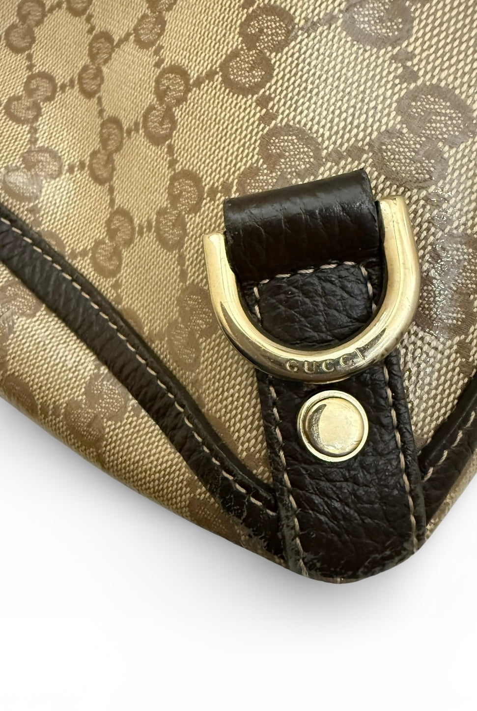 Gucci Monogram Crystal Abbey D Ring Hand Bag