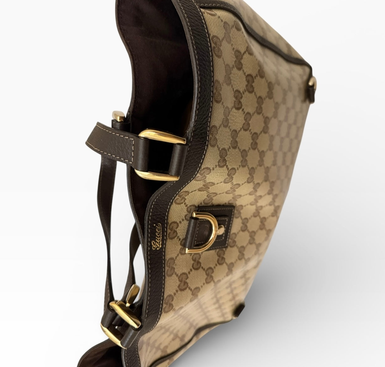 Gucci Monogram Crystal Abbey D Ring Hand Bag