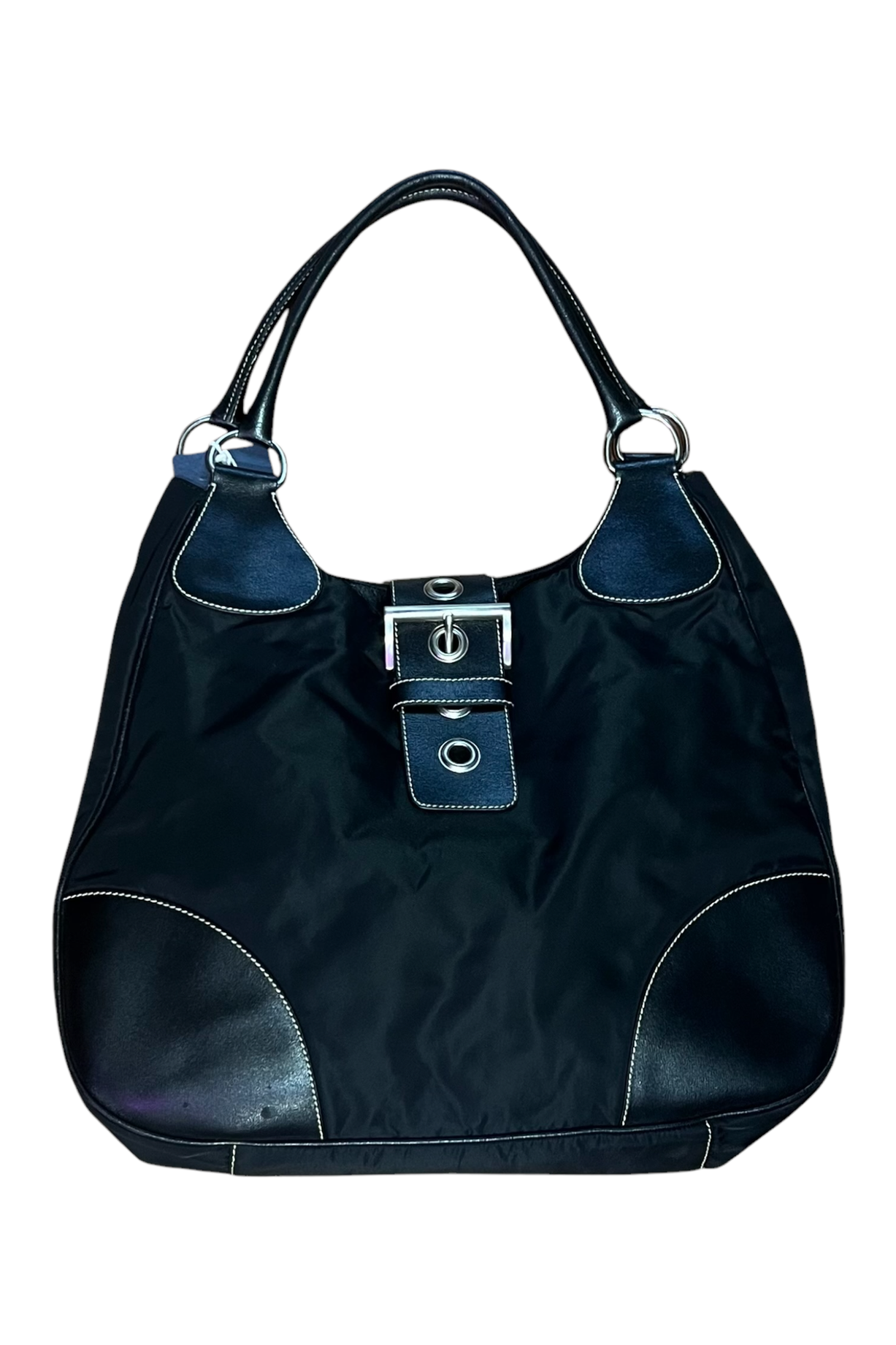 Prada Nylon & Leather Moon Large Shoulder Bag