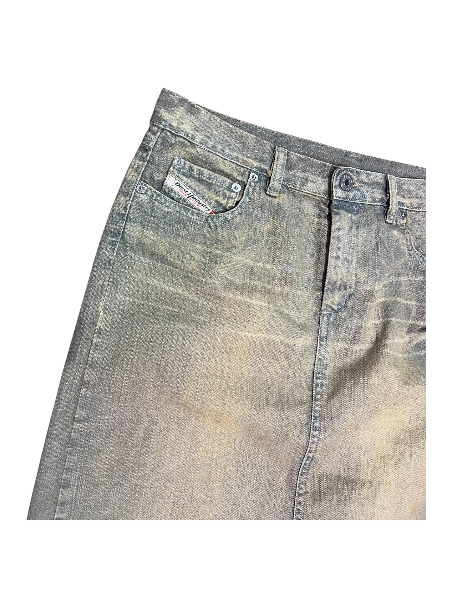 Diesel Y2K Green Wash Denim Skirt