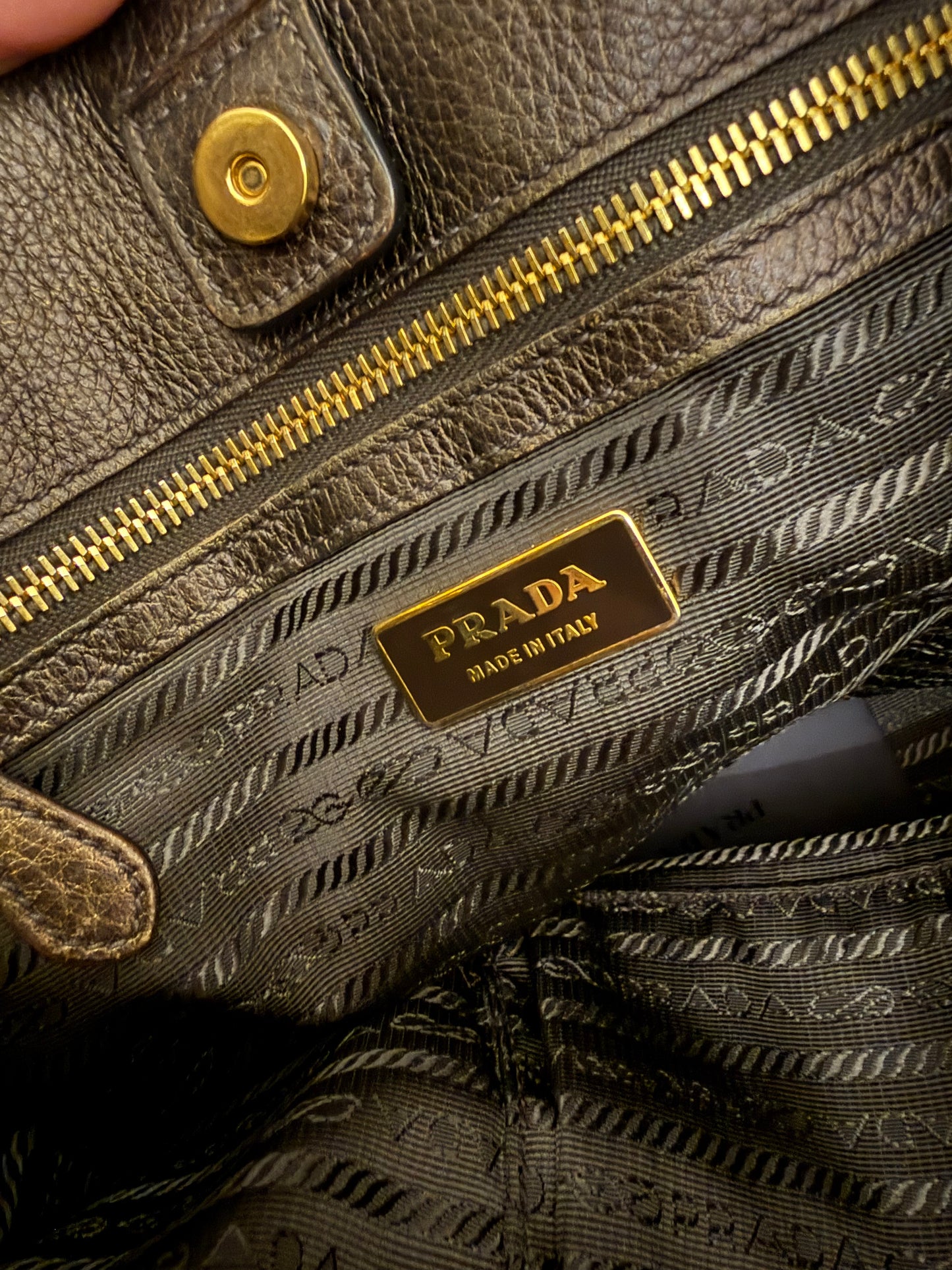 Prada Vitelli Daino Bronze Leather Shoulder Bag