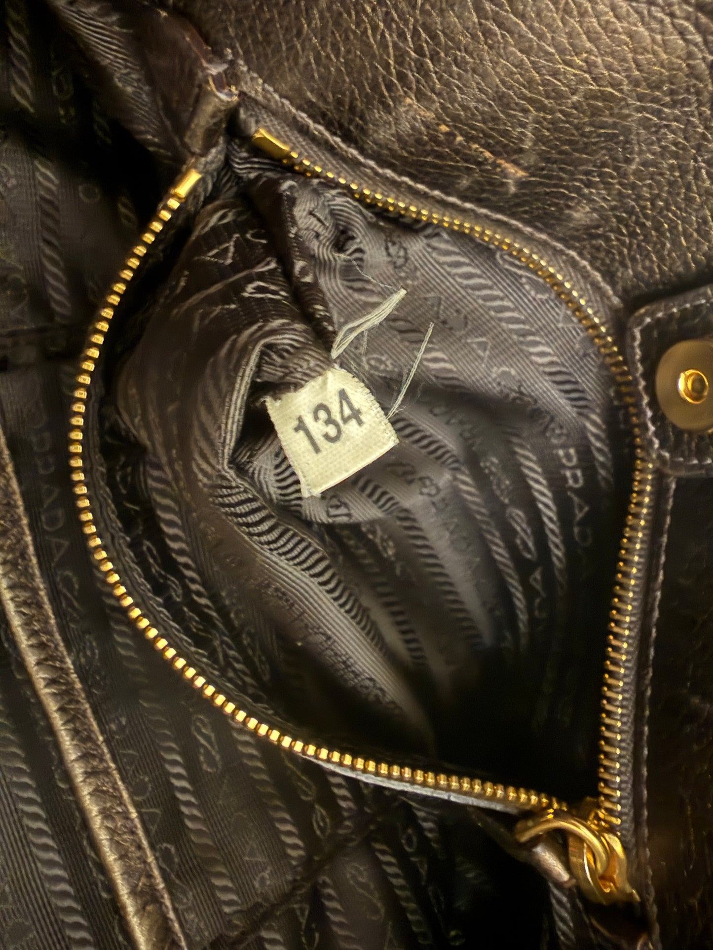 Prada Vitelli Daino Bronze Leather Shoulder Bag