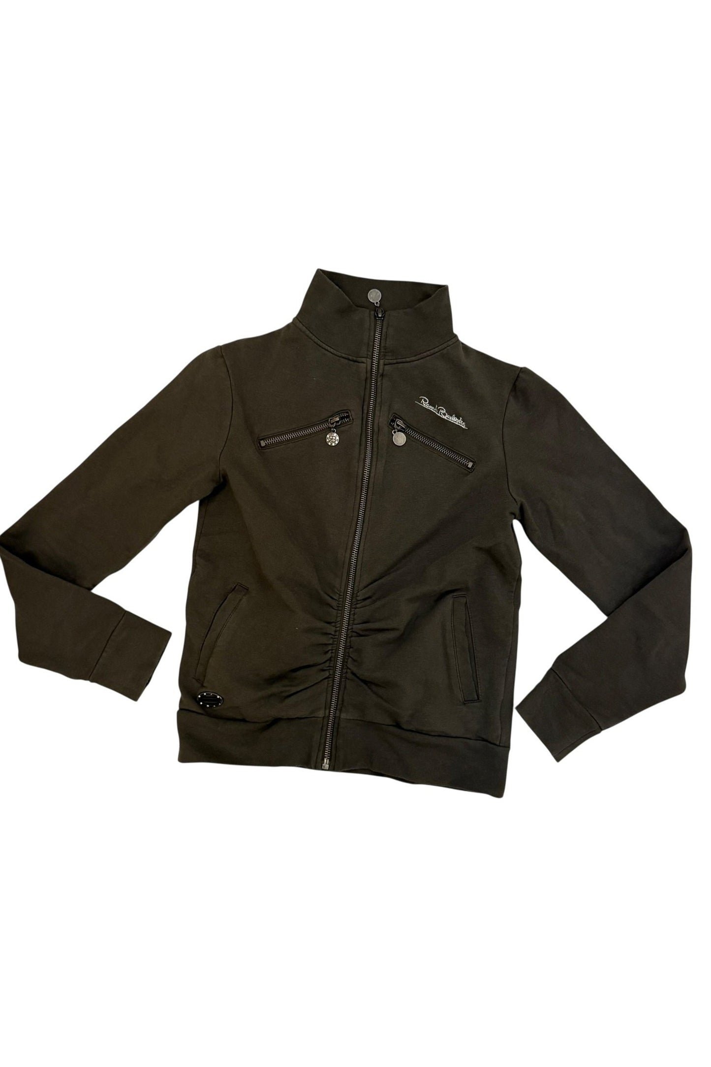 Renato Balestra Zip Up Ruched Khaki Washed Jacket