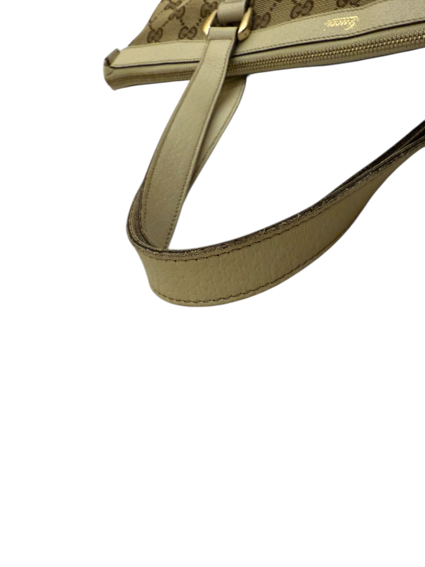 Gucci Abbey Monogram Shoulder Bag- white leather