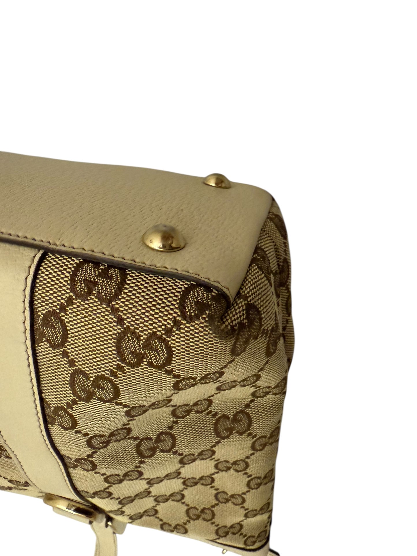 Gucci Abbey Monogram Shoulder Bag- white leather