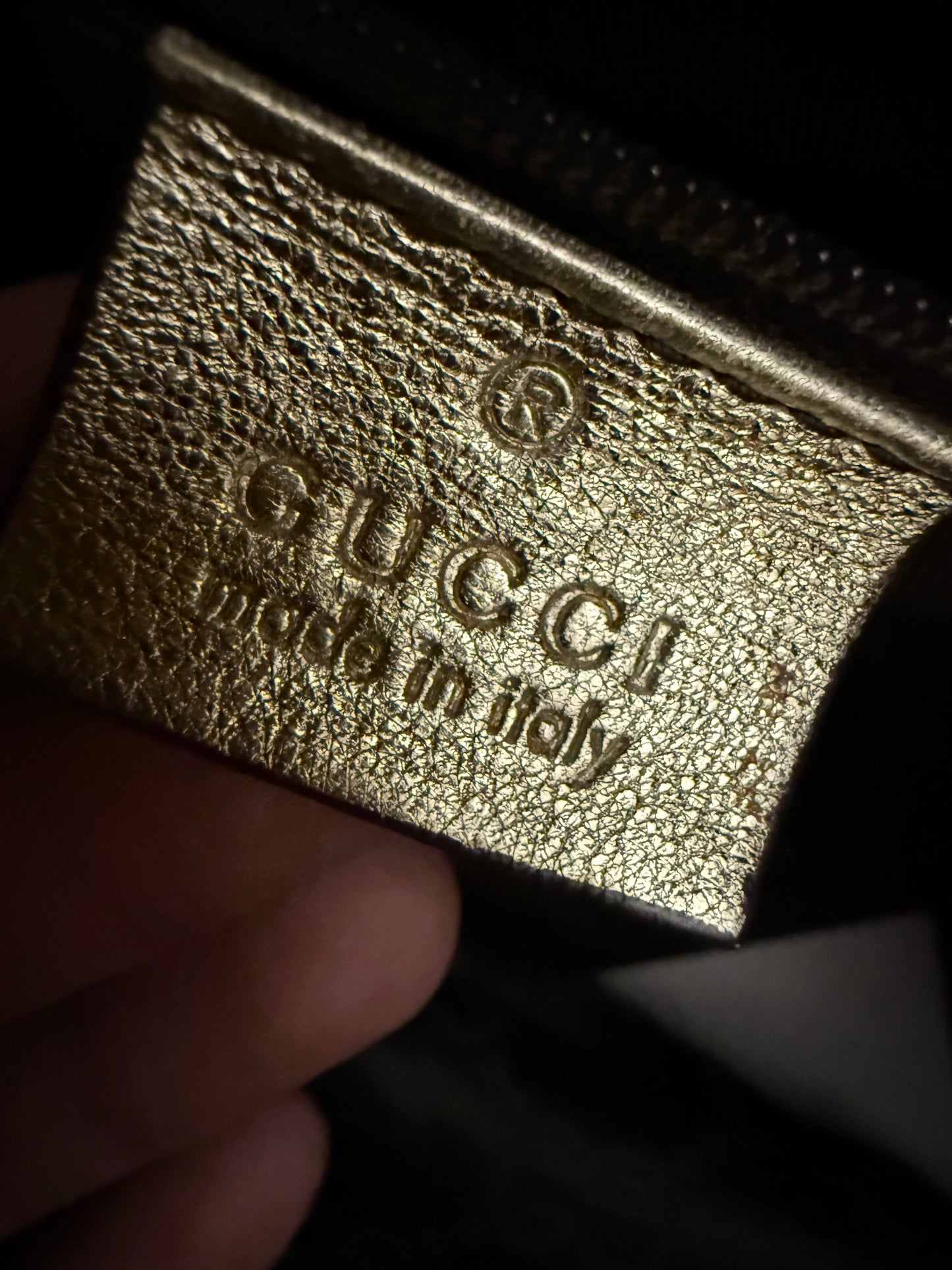 Gucci Abbey Gold Leather & Monogram Canvas Shoulder Bag