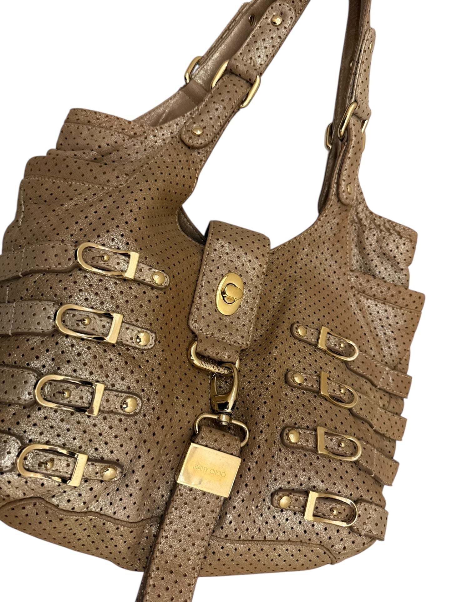 Jimmy Choo Gold Buckle Shoulder Bag